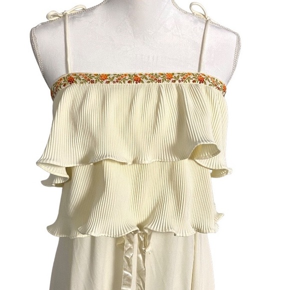 Vintage 70’s Vicky Vaughn Cream Ruffle Maxi Dress Tiered Bohemian Hippie S - Picture 4 of 10